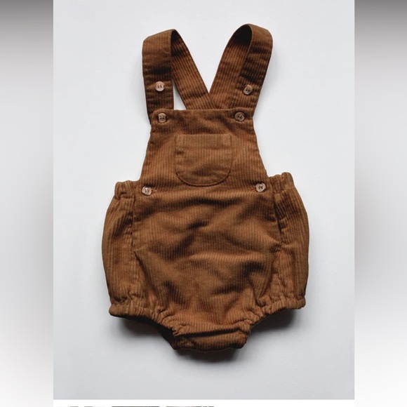 The Simple Folk Overall Romper, Rust - Picture 3 of 16